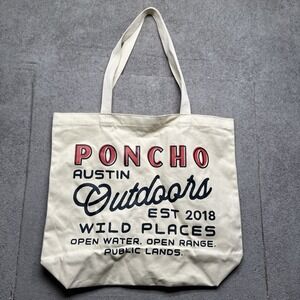 Poncho‎ Outdoors Austin Texas Canvas Tote Bag Reusable Travel Western Graphic
